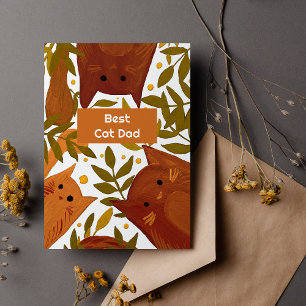 Tarjeta Festiva Gatos naranja quemada & ramas Mejor papá de gatos