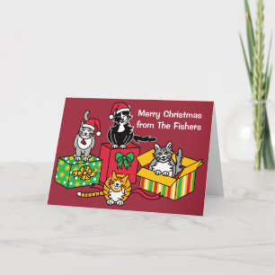 Tarjeta Festiva Gatos navidades