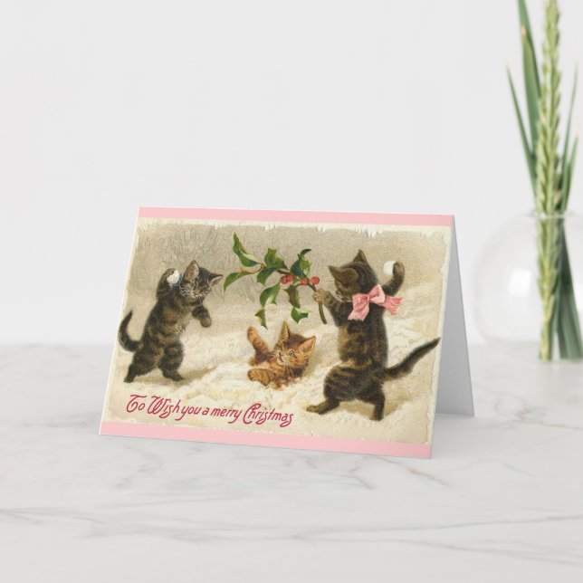 Tarjeta Festiva Gatos navidades (Anverso)