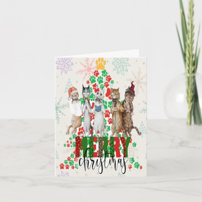 Tarjeta Festiva Gatos navidades (Anverso)