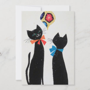 Tarjeta Festiva Gatos negros antiguos mirando ordenación