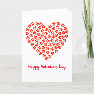 Tarjeta Festiva Gatos Perros Huellas Divertido Día de San Valentín