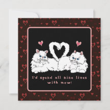 Gatos Persas Blancos con Corazones San Valentín
