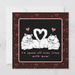 Tarjeta Festiva Gatos Persas Blancos con Corazones San Valentín