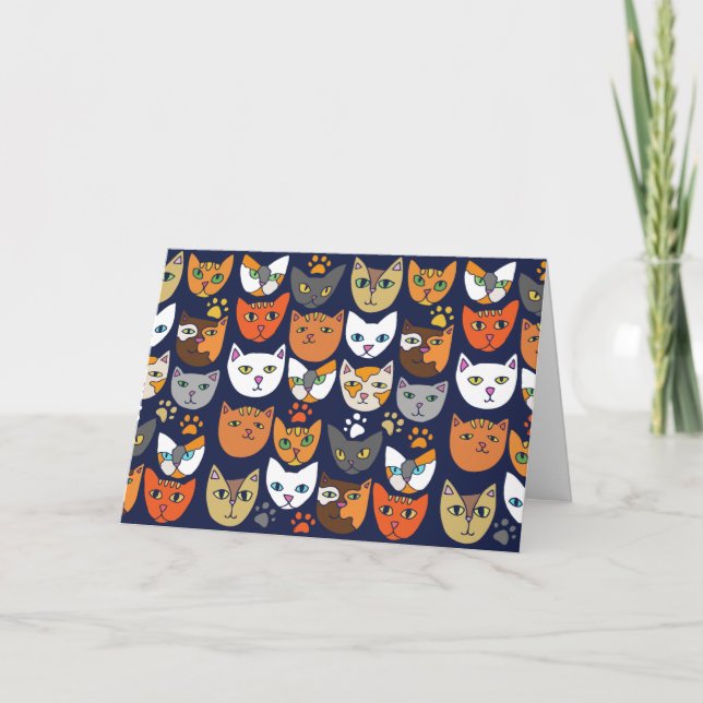 Tarjeta Festiva Gatos por todas partes Gato Persona (Anverso)