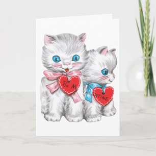 Tarjeta Festiva Gatos retro del día de San Valentín, gatitos vinta