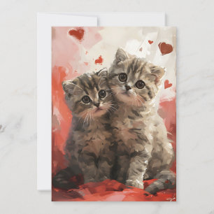 Tarjeta Festiva gatos Scottish Fold día de San Valentín 