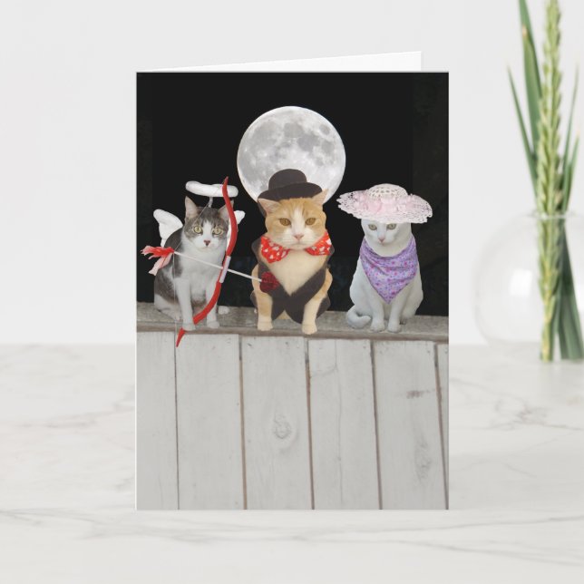 Tarjeta Festiva Gatos/tarjeta del día de San Valentín divertidos (Anverso)
