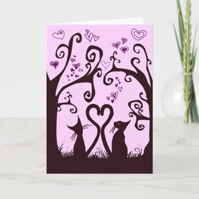 Tarjeta Festiva gatos valentinos (Anverso)