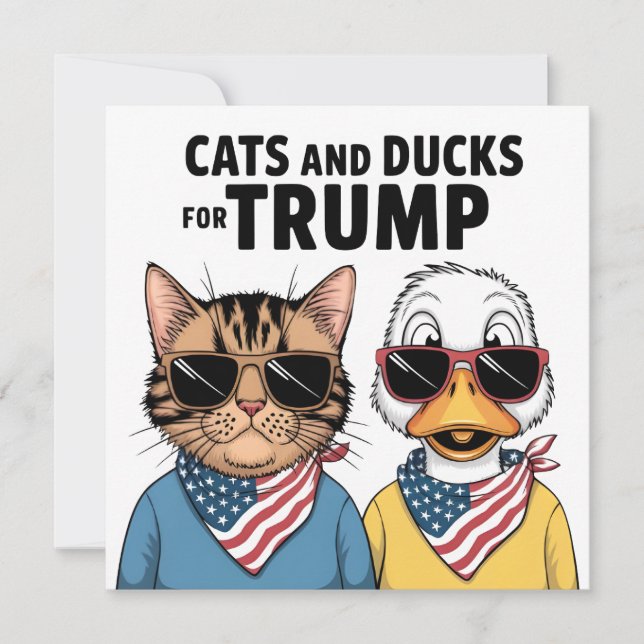 Tarjeta Festiva Gatos Y Patos Para El Presidente Trump, Trump (Anverso)