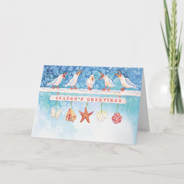 Tarjeta Festiva Gaviotas estacionales (Anverso)