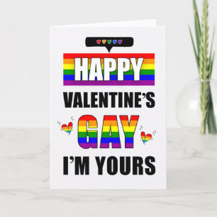 Tarjeta Festiva Gay de San Valentín con arcoiris LGBTQ