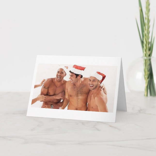 Tarjeta Festiva ¡¡¡Gay Men Santa Navidades Fiesta!!! (Anverso)