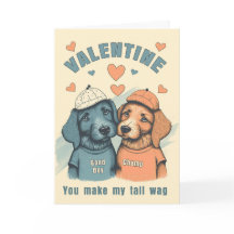 Gay Valentine Cute Male Dogs in Blue and Brown
