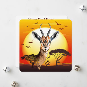Tarjeta Festiva Gazelle Animal salvaje Antelope africano