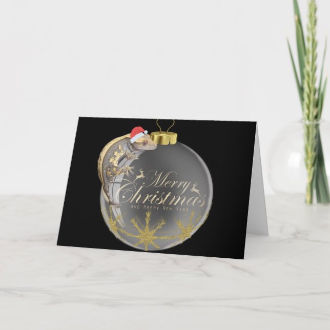 Tarjeta Festiva gecko Navidades (Anverso)