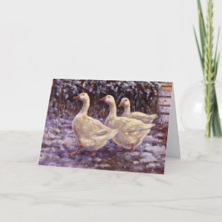 Tarjeta Festiva Geese en Nieve