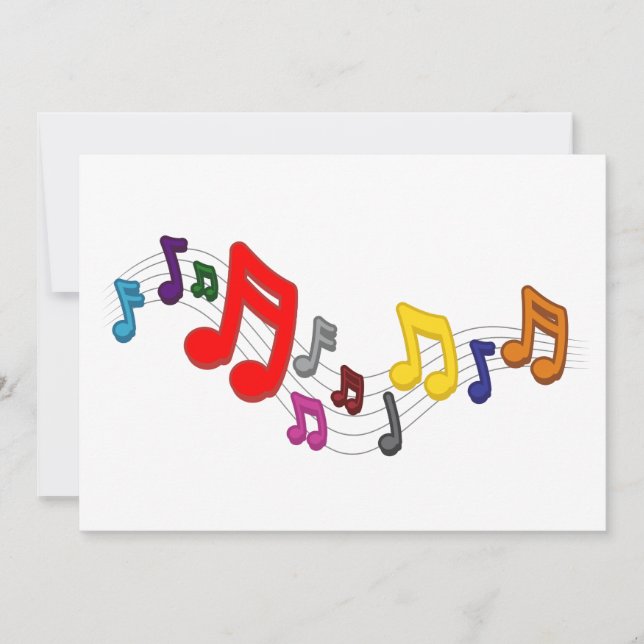 Tarjeta Festiva Gekleurde muziek, balken. Liefde voor muziek. (Anverso)