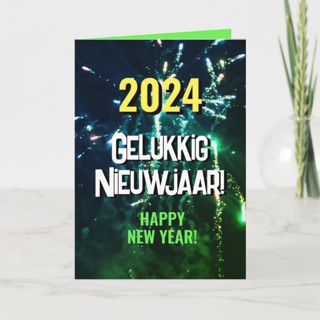 Tarjeta Festiva Gelukkig Nieuwjaar | Verzenden vía SMS 2024 (Anverso)