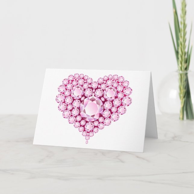 Tarjeta Festiva Gemas del corazón del Rosa Quartz (Anverso)
