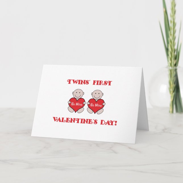 Tarjeta Festiva Gemelos primero San Valentín (Anverso)