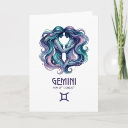 Tarjeta Festiva Gemini Birthday Card. Zodiac Astrology Card