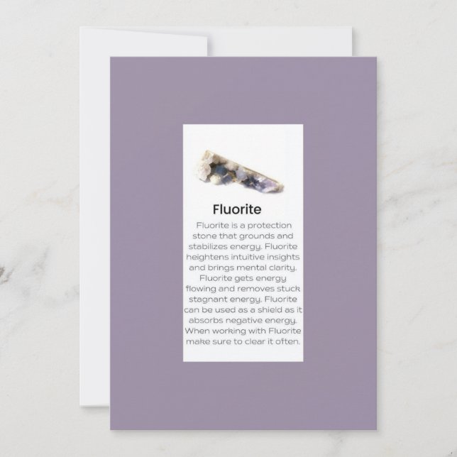 Tarjeta Festiva Gemstone Fluorite Crystal Significa Joyería (Anverso)