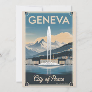 Tarjeta Festiva Geneva Suiza Retro Silueta Urbana Viajes 