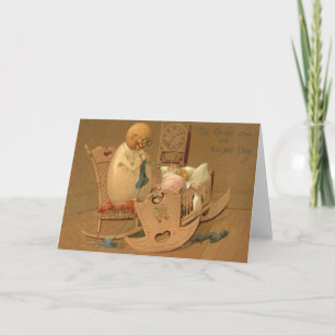 Tarjeta Festiva Gente de huevo de Pascua Silla de balanceo de relo