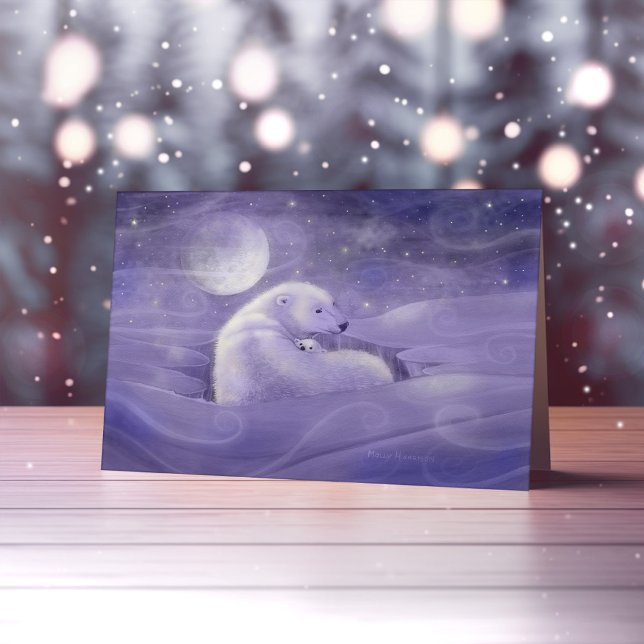 Tarjeta Festiva Gentle Winter Polar Bear Holiday Card (Subido por el creador)