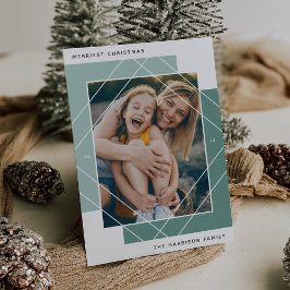Tarjeta Festiva Geo Colorblock Photo Holiday Card