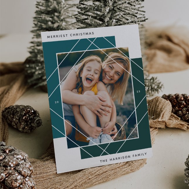 Tarjeta Festiva Geo Colorblock Photo Holiday Card (Subido por el creador)