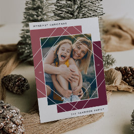 Tarjeta Festiva Geo Colorblock Photo Holiday Card