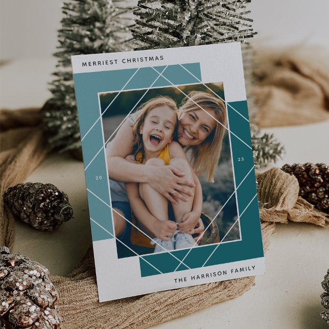 Tarjeta Festiva Geo Colorblock Photo Holiday Card (Subido por el creador)