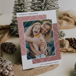 Tarjeta Festiva Geo Colorblock Photo Holiday Card