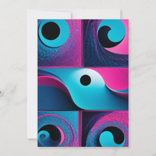 Tarjeta Festiva Geometría azul rosado