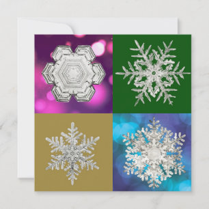 Tarjeta Festiva Geometría de copo de nieve de cristal de hielo mul