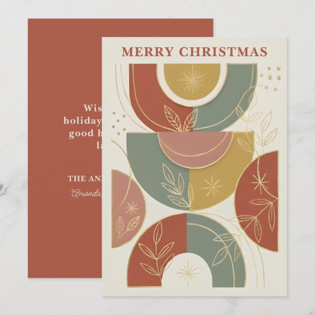 Tarjeta Festiva Geometric Boho Christmas (Anverso / Reverso)