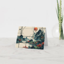 Tarjeta Festiva Geometric Chinese Watercolor Card