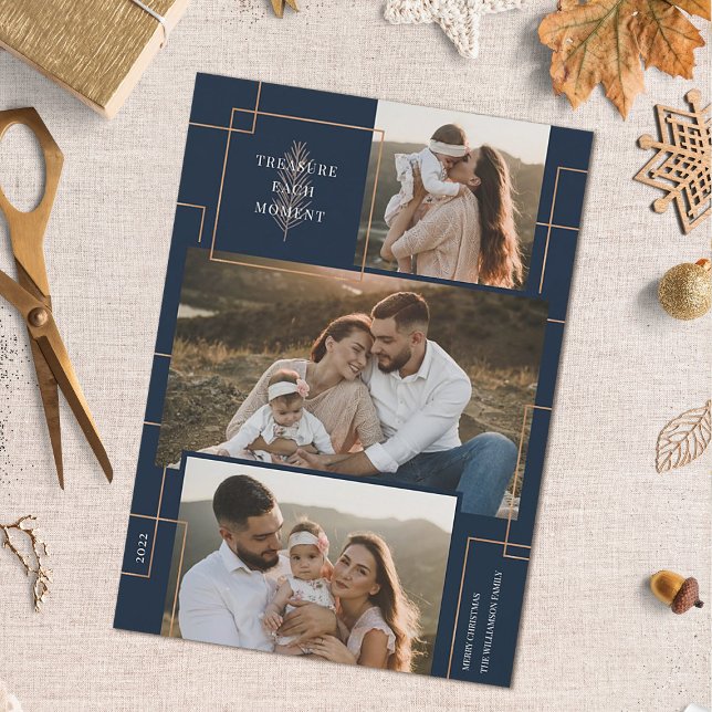 Tarjeta Festiva Geometric Treasure Each Moment Christmas 3 Photo (Subido por el creador)
