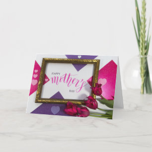 Tarjeta Festiva Geométrico Rosa Morado Feliz Día de la Madre