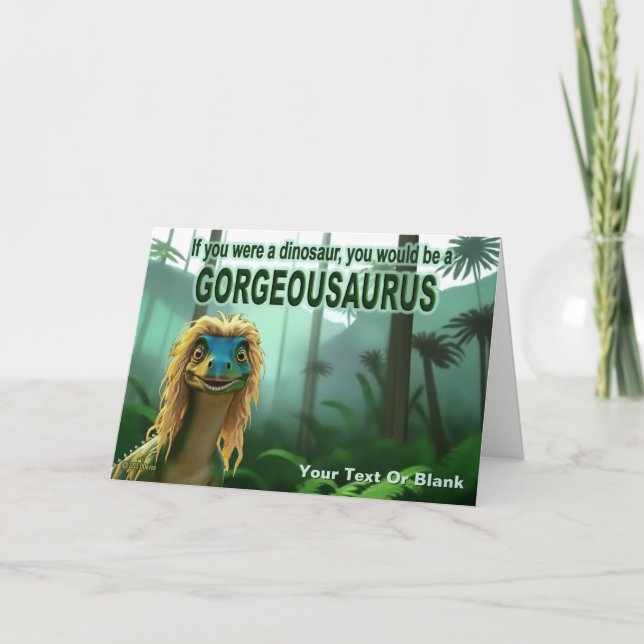 Tarjeta Festiva Georgeousaurus Blond Dinosaur (Anverso)