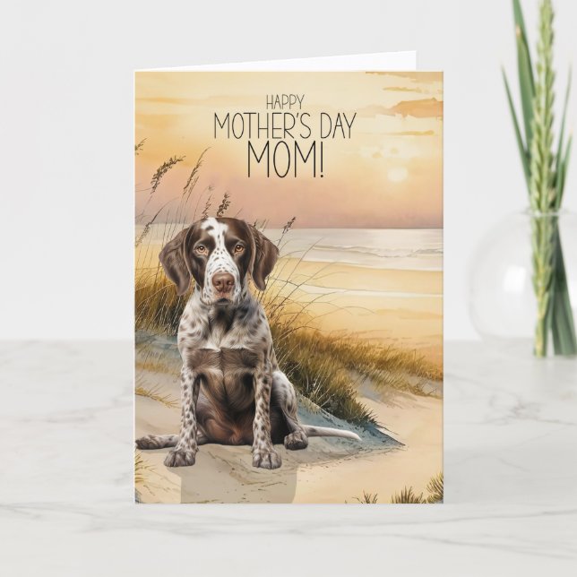 Tarjeta Festiva German Pointer Dog Sunset Beach Mother's Day (Anverso)