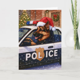Tarjeta Festiva German Shepherd Police Holiday Card