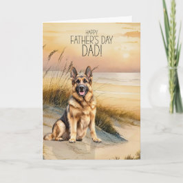Tarjeta Festiva German Shepherd Sunset Beach Father's Day