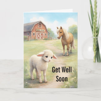 Tarjeta Festiva Get Well Soon sad Baby lamb