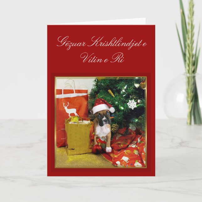 Tarjeta Festiva Gëzuar Krishtlindjet e Vitin e Ri boxer card (Anverso)