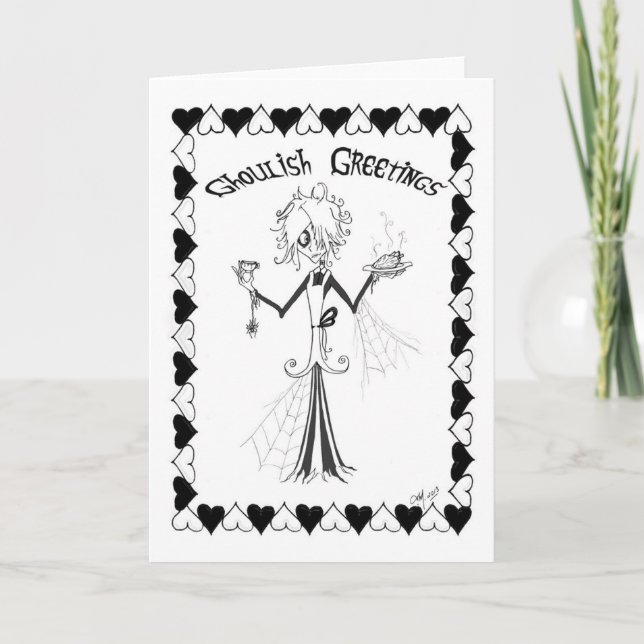 Tarjeta Festiva Ghoulish Greetings (Anverso)