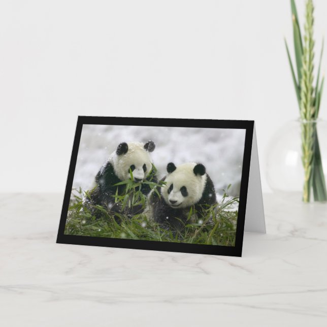 Tarjeta Festiva Giant Pandas (Anverso)