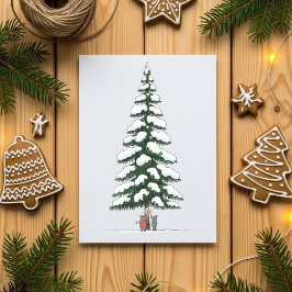 Tarjeta Festiva Giant Snowy Tree Cute Christmas Holiday Card Art